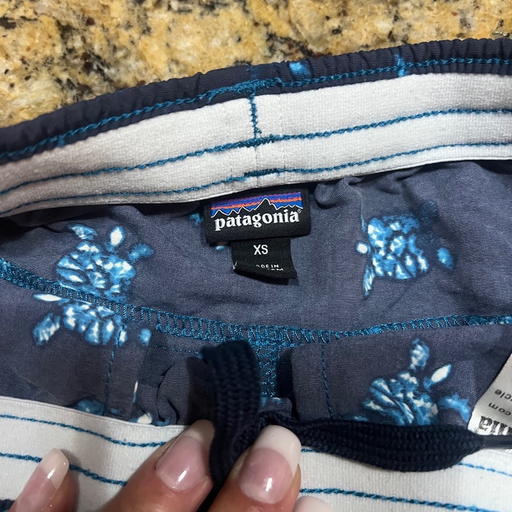 Patagonia Navy and White Striped Top